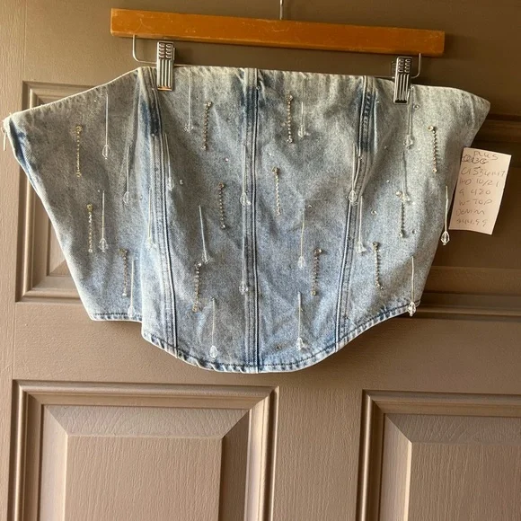 Forever 21 Blue Denim Crop Top - Picture 2 of 5